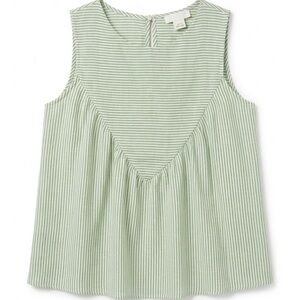 7th Ray Light Green and White Striped Sleeveless Tank Top